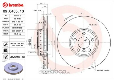 Brembo    L BMW 5-F07/F10/F11/F18 6-F06/F12/F13 7-F01/02/03/04